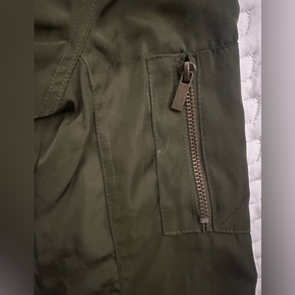 Francesca’s Blue Rain Green Bomber Jacket, Large - Picture 8 of 8
